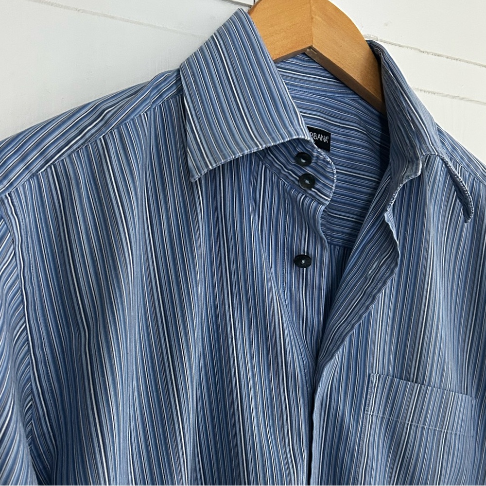 Dolce & Gabbana Men's Size 15 3/4-40 Long Sleeve Luxury Button Down Stripe Shirt